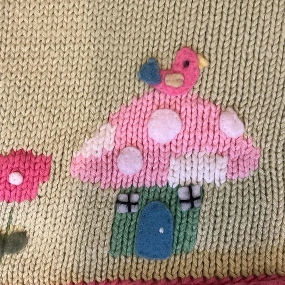 Art Walk Baby Blanket Multi-color Whimsical Fairy Tale 3D Applique Heirloom Cozy